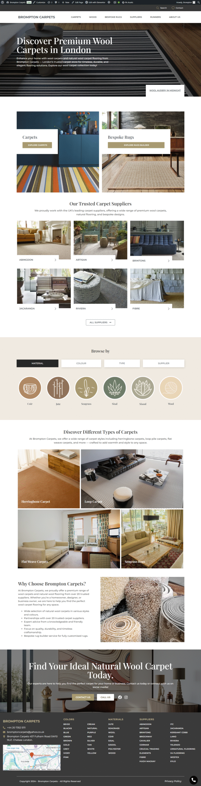 Brompton Carpets - Carpet retail shop in london - Linkyne Portfolio